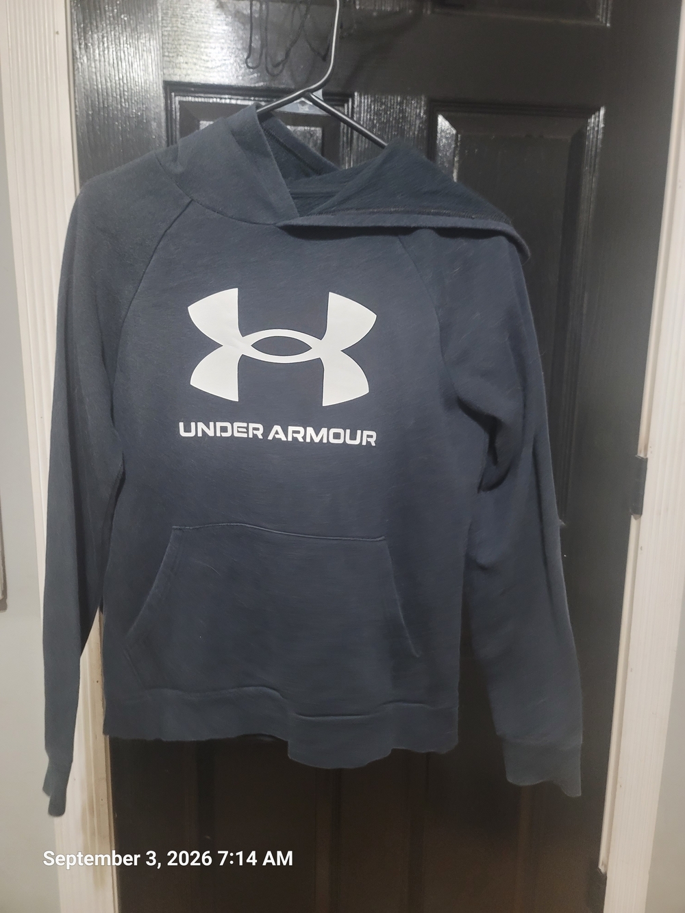 Under Armour Black Hoodie with White Logo - Kids